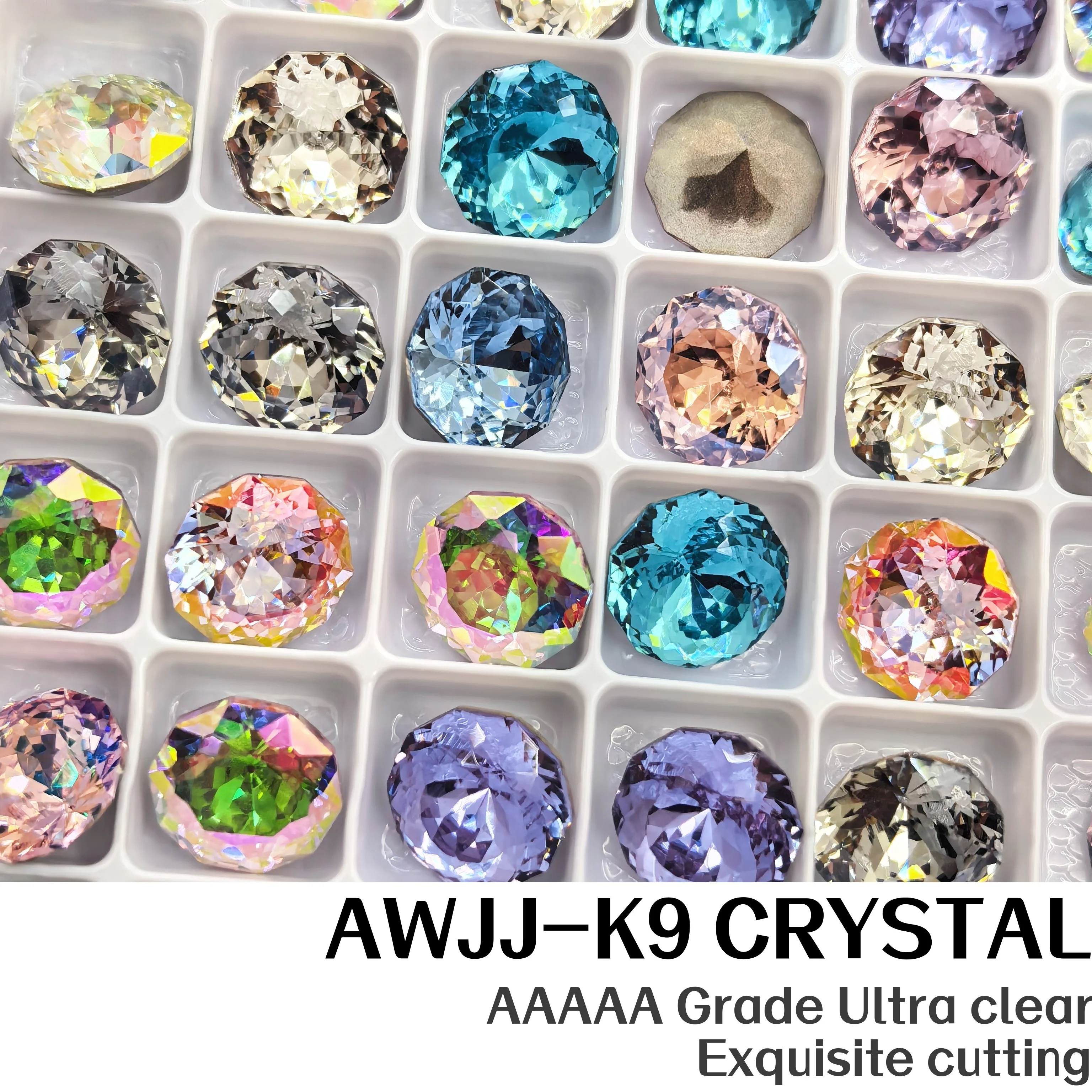 Board Pack 10mm Ten Sides Rose Cut K9 Crystal Rhinestones Multi Facets Vintage Sparkle Pointed Back for Nail Jewelry DIY