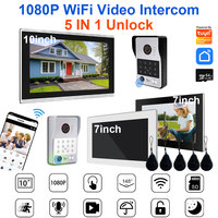 NEW Tuya Smart Video Doorbell Wifi Door Intercom System 1080P Door Camera with Monitor Fingerprint 5in1 Unlock