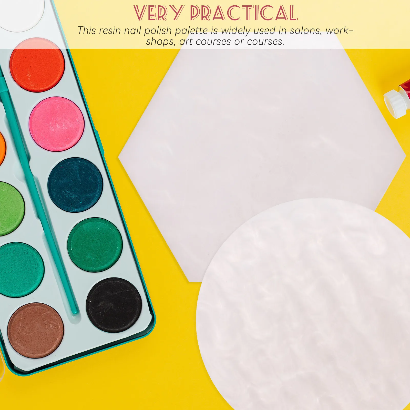 

2Pcs Resin Nail Art Palette Display Board for Color Mixing and DIY Manicure Tools Professional Salon Use Nail Polish Holder Tray