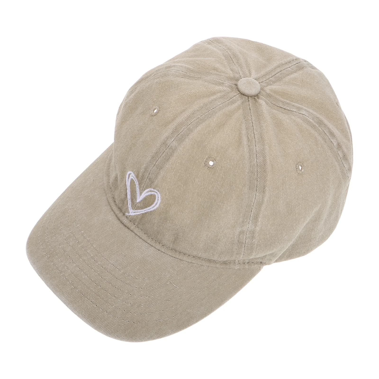 قبعة بيسبول عصرية كلاسيكية للنساء من القطن المغسول للحماية من الشمس مع قبعة كلاسيكية مطبوعة على شكل قلب للسفر والاستخدام اليومي