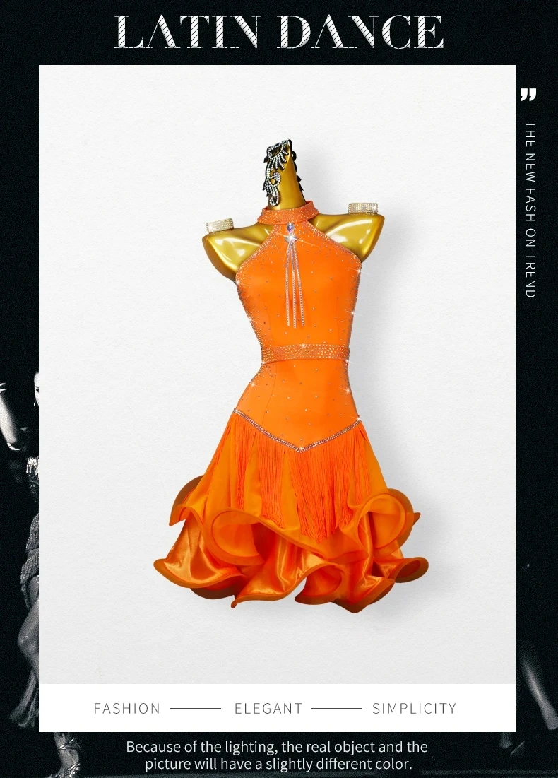 Lateinamerikanisches Tanzkostüm, Mädchenkleid, Bühnenkleidung, amerikanisches Outfit, Damen-Samba-Cabaret-Anzug, Tanzbekleidung, formeller Ballkleid-Rock. – Detail 2