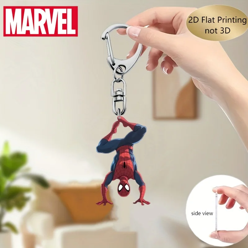 Superhéroe de Marvel, colgante acrílico de 2,5 pulgadas, llavero de Spider-Man, personaje del Capitán América, bolsa para espejo retrovisor, colgante, juguetes de regalo para niños