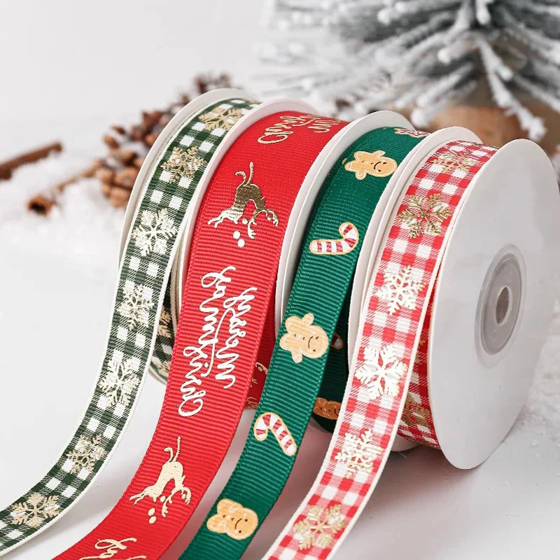 

New 15/16/25mm Christmas Ribbon Printed Christmas Polyester Ribbon For Handmade Design Christmas Decoration Gift Packing