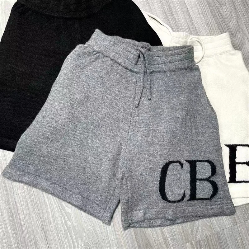 White Grey Black Cole Letters Jacquard Logo Wool Shorts Top Quality Mens Womens Shorts Summer Loose Casual Drawstring Pants