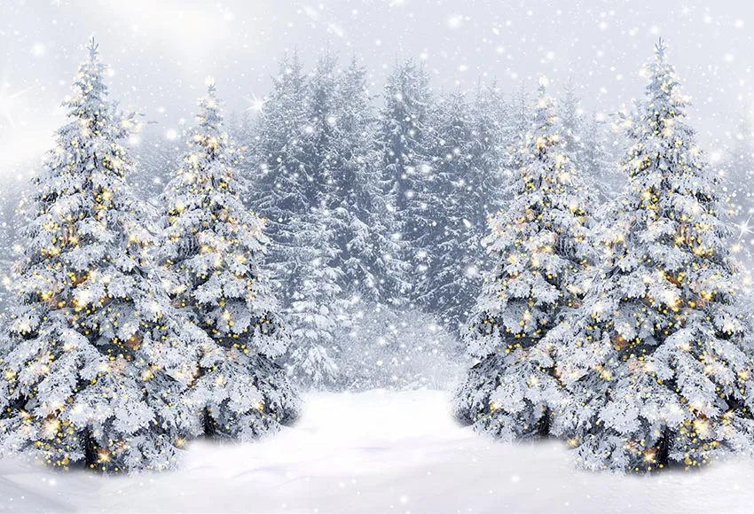 Winter Forest White Snow Scene Photozone Christmas Snow Pine Tree Bokeh Decorations Backdrops for Photographers Photo Studio