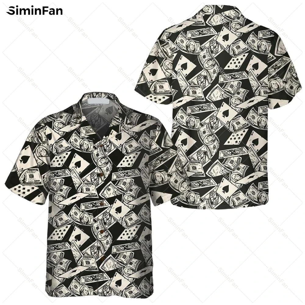 

Dollar Bill Poker Pattern 3D Full Printed Hawaiian Cuban Shirts Men Summer Camisa Male Tshirt Female Top Unisex Tee Streetwear