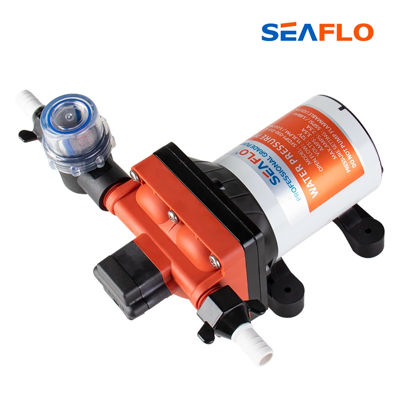 Seaflo-42 series diaphragm water pump, 3.0 gpm, 55psi, 12V, self priming, ship, RV, caravan, high-pressure supply, 4 chambers