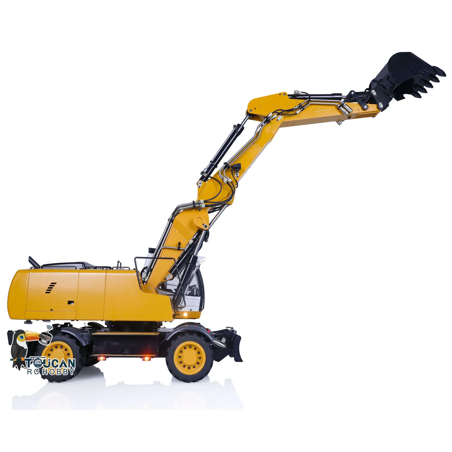 R946 1/14 Hydraulic Remote Control Excavator Wheeled Digger Clamshell Bucket Ripper Sounds