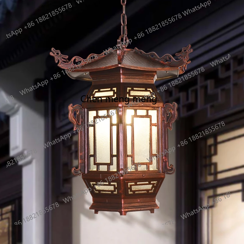 New Chinese outdoor chandelier eaves antique corridor lantern aisle courtyard retro outdoor