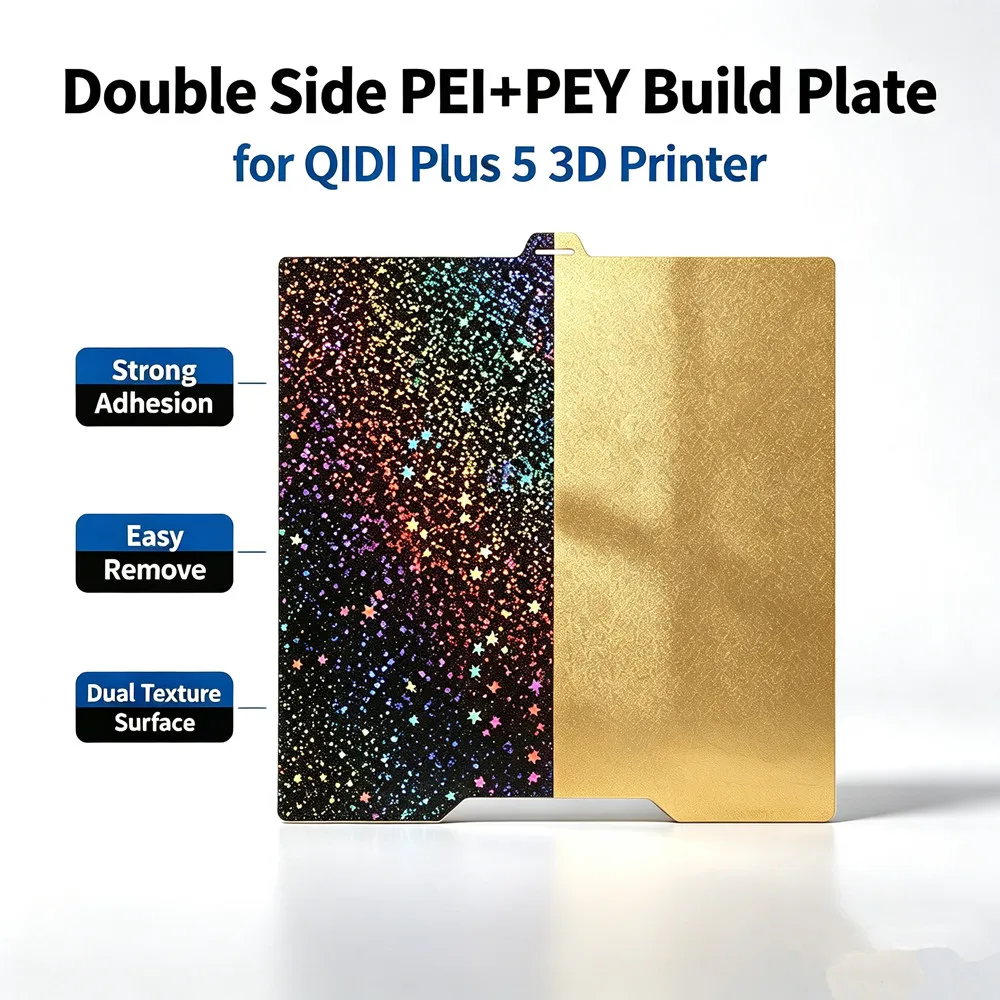 For QIDI Plus 5 Build Plate Smooth PEY+Textured PEI Double Sided Flexible Spring Steel Sheet 325x325mm for PLA PETG Printing