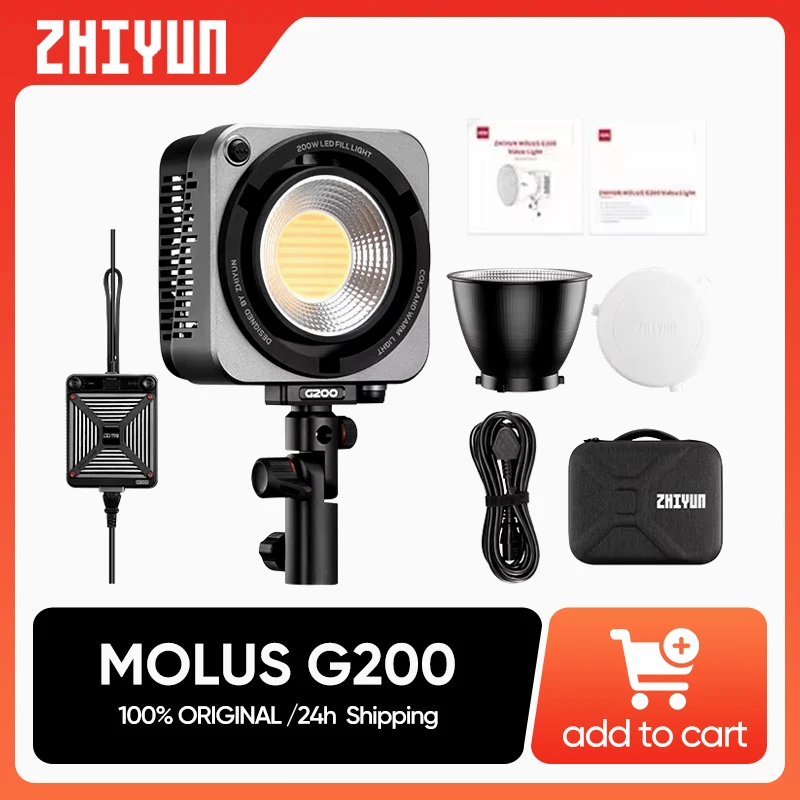 ZHIYUN MOLUS G200 2700K-6500K Photography Lighting 200W COB LED Light For Photos Studio Video Outdoor Shooting Fill Light