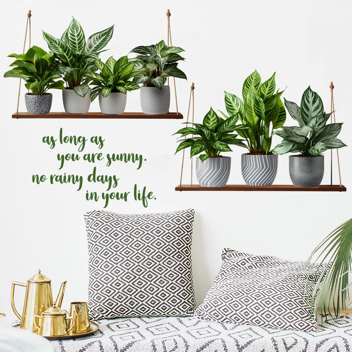 Creative Wall Stickers Potted Plant Decals Self-adhesive Removable Wall Mural DIY Wall Art Home Decoration Accessories Alien