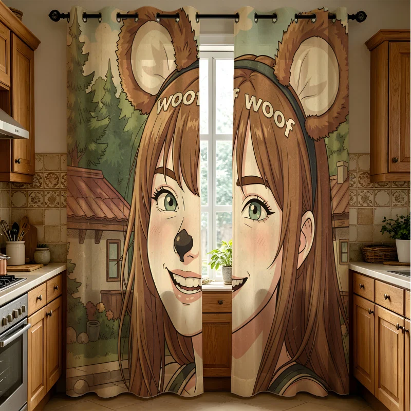 Rideaux imprimés style maison Euphoria Saison 3, 2 panneaux, occultation 80%-90%, rideaux occultants pour salon