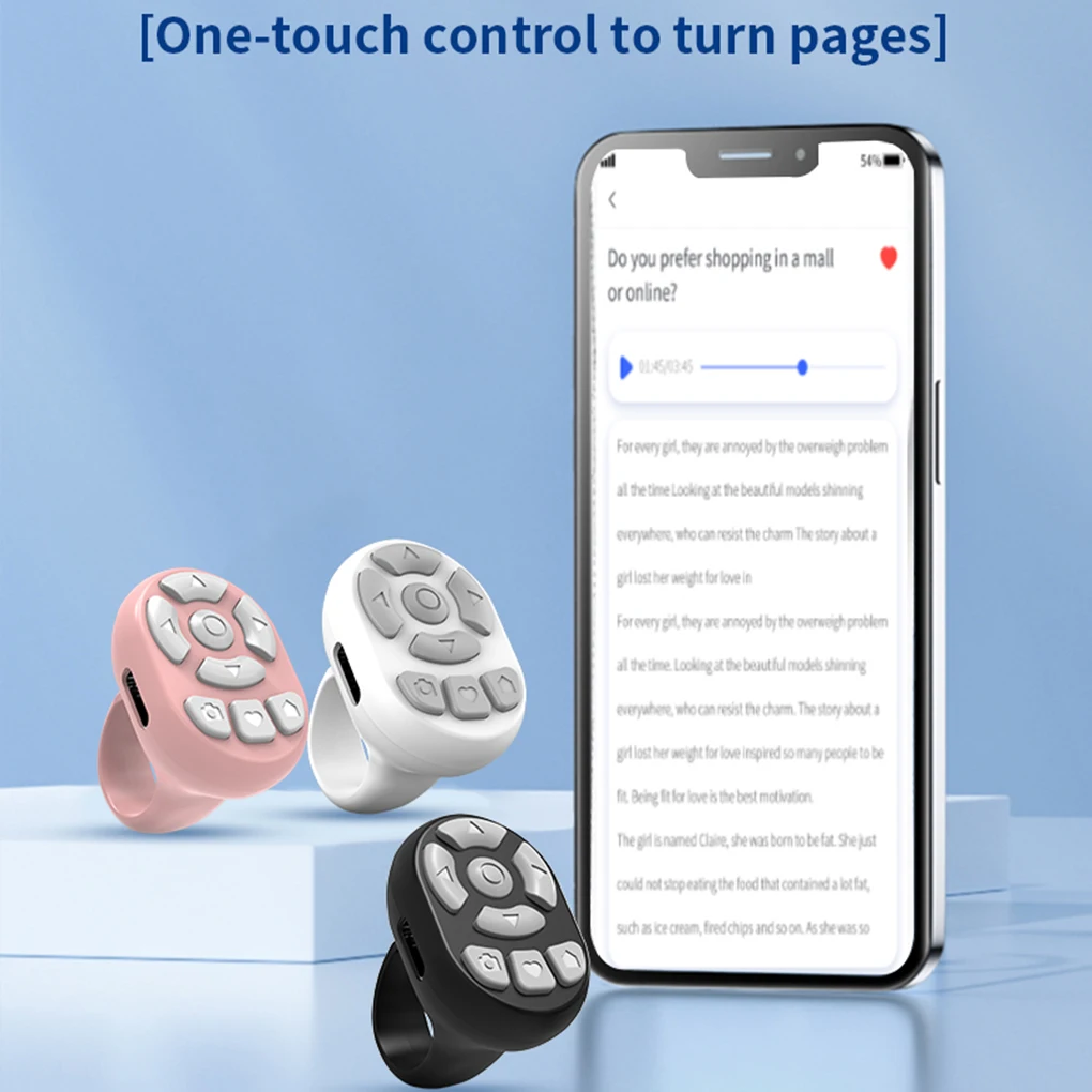 Wireless Remote Control Ring For Video Browsing And Liking Can Operate Phone Any Location. Page