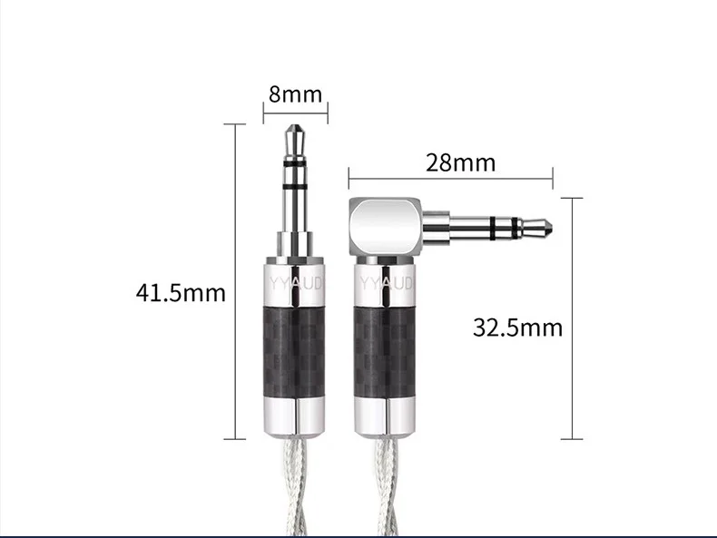 Czyste srebro Hifi 3.5MM do 3.5MM rod wtyczka powlekana słuchawki Aux męski kabel Audio ulepszony głośnik słuchawkowy z prostym kątem