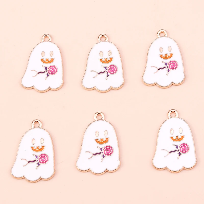 10pcs/lot Mix Enamel Halloween Ghost Pumpkin Bat Charms Pendants for Jewelry Making Women Fashion Earrings Necklaces Crafts Gift