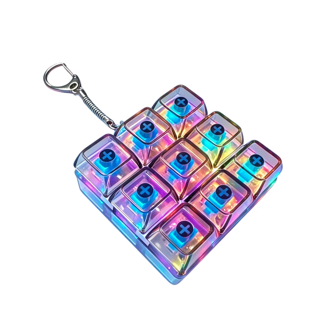 1 Stück 9-Tasten-Tastatur-Schlüsselanhänger, Stressabbau-Spielzeug, Mechanische Tasten für Menschen mit Angstzuständen, Büro-Schreibtisch-Accessoire