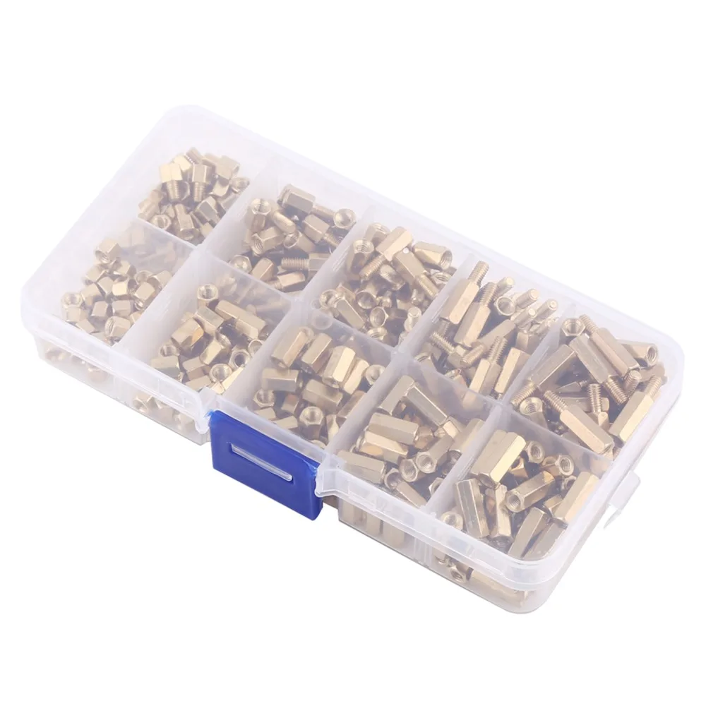 300pcs Durable Brass Material M3 Brass Standoffs Multi-Piece Kit Hex Design Hex Standoffs Male Female Standoffs DIY Projects