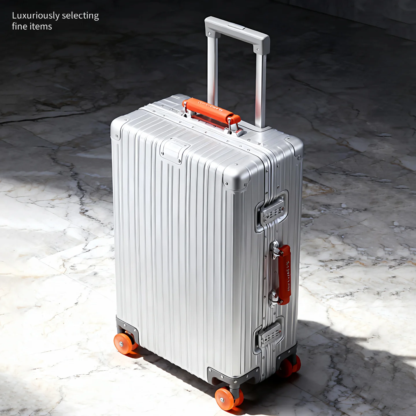Solid Metal Aluminum Magnesium Alloy Suitcase, Stylish Password Lock Carry On Trolley Luggage for Long Travel Men & Women