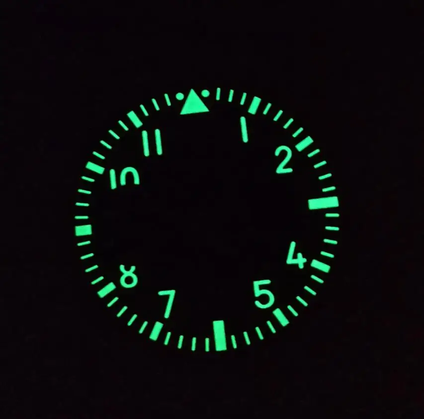 pilot no logo Watch parts black dial 39mm green luminous mechanical watch accessories Fits ETA6497 Seagull ST36 movement