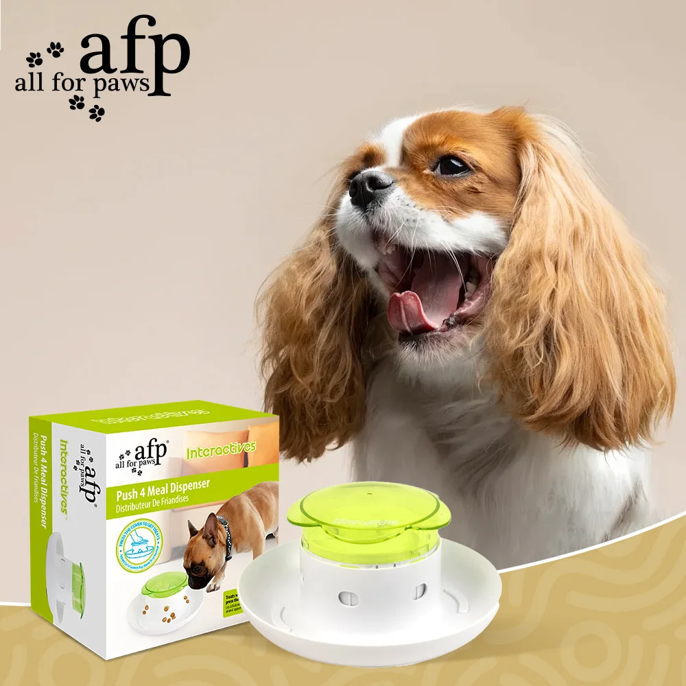 All For Paws Dog Feeding Interactive Toy Push 4 Meal Dispenser Dog Intelligence Toys Food Storage Container For Dog Accessories