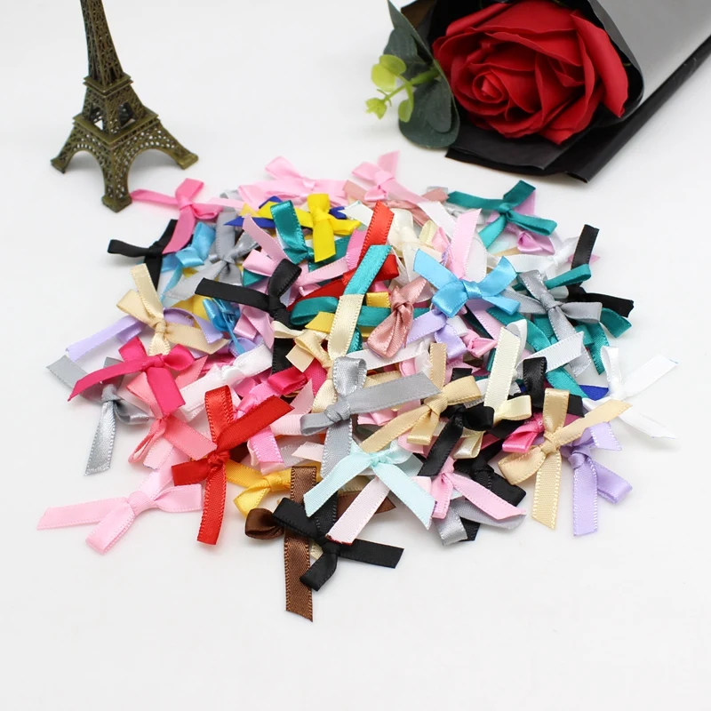 100 Stück oder 200 Stück 20–30 mm Bandschleifen, kleine Größe, Satinband, Schleife, Blume, DIY, Basteln, Blumen, Schleifen, Geschenk, Basteln, Dekoration, Upick – Detail 4