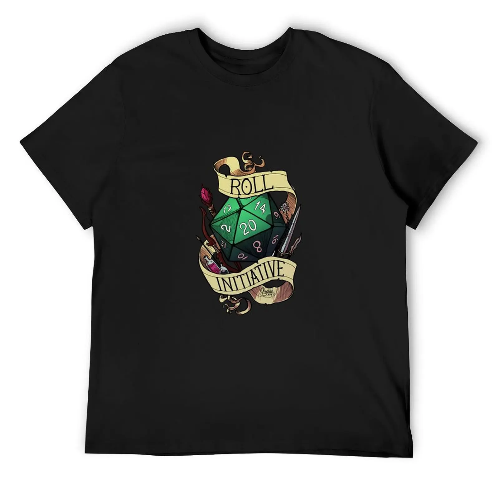 

Roll initiative T-Shirt anime stuff fashion shirts summer tops black t-shirts for men