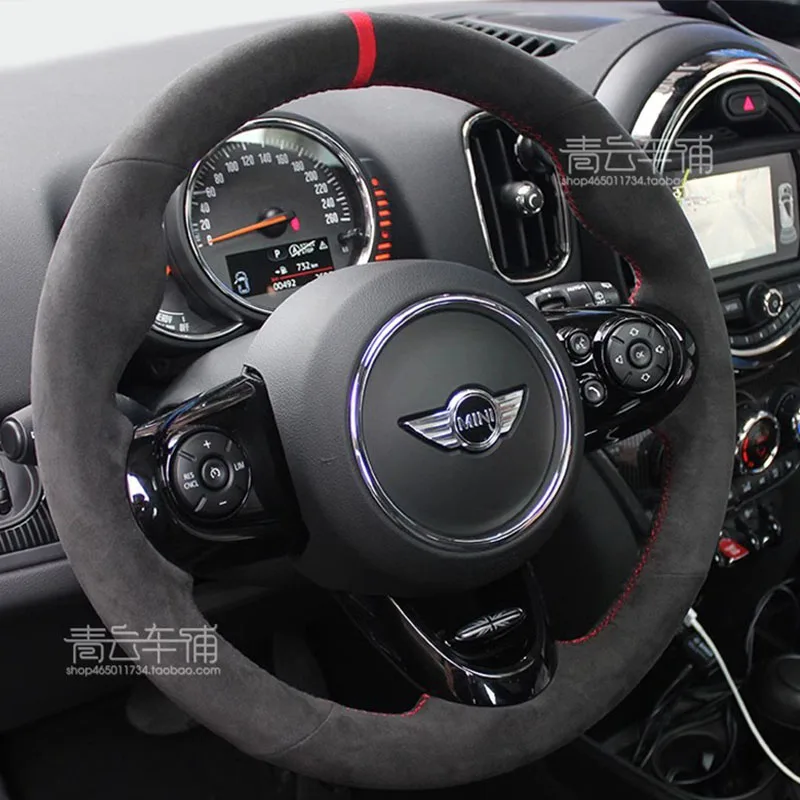 For MINI (Hatchback/Mini) JCW COUNTRYMAN CLUBMAN COUPE Hand Stitched suede non-slip car Steering Wheel Cover