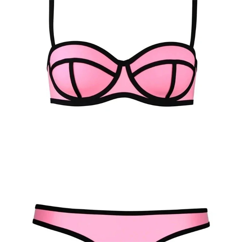 Western Style Sexy Bikini Two Piece Molded Cup Three Point Micro Coverage Set For Women Beach Pool Party Summer Vacation