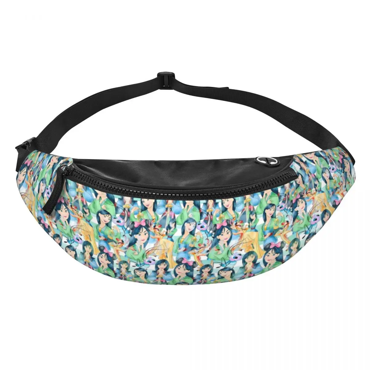 

Custom M-Mulan Cartoon Princess Fanny Pack Men Women Crossbody Waist Bag for Traveling Phone Money Pouch