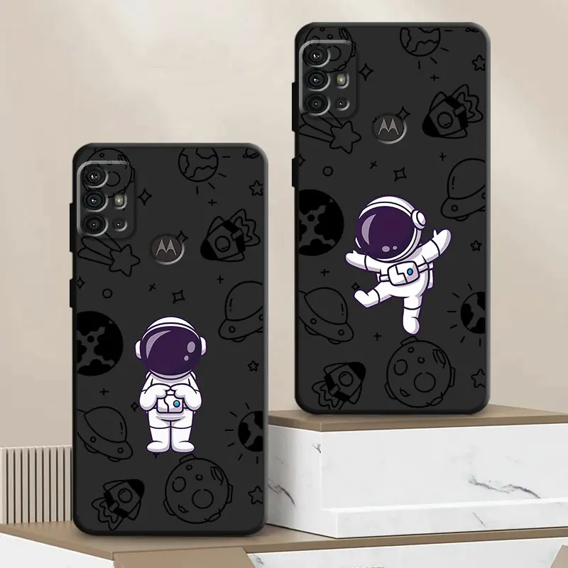 Cartoon Space Astronaut Case for Motorola Moto G9 Plus Play Power G200 Edge 20 Pro Lite 30 40 Pro 30 Neo One Fusion Plus Soft