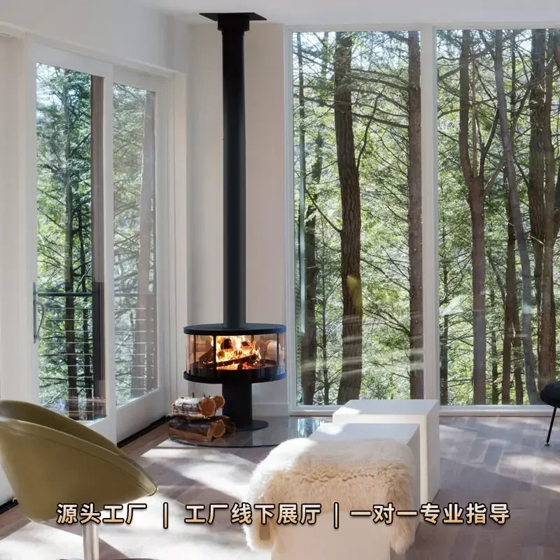 YAO TAO Round wood burning real fire fireplace heating electronic atomization indoor living room homestay decorative hanging art