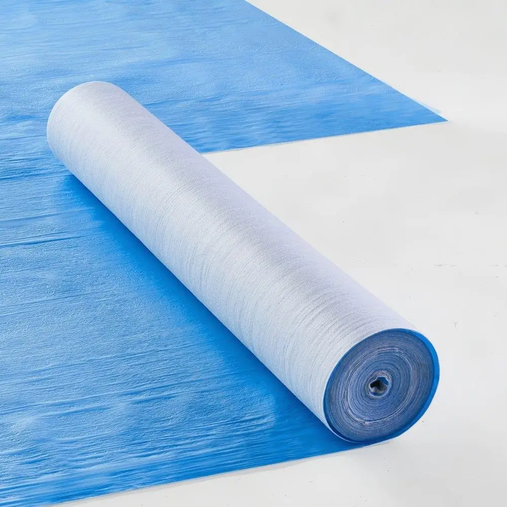 

40x84' Fiber Carpet Protection Film Roll Easy Cut Simple Installation for construction Renovation Use Blue Color