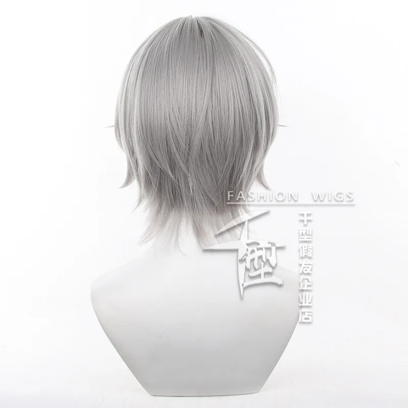 Zenless Zone Zero Wise Cosplay pelucas Wise 30cm pelo sintético corto gris hombres Cos pelo para fiesta Halloween + gorro de peluca