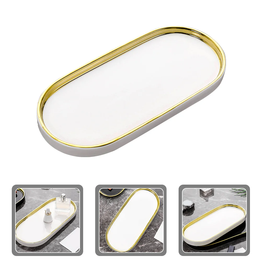 

Dressing Table Ceramic Tray Decorative Storage Bathroom Counter Organizer Countertop Vanity Trays for