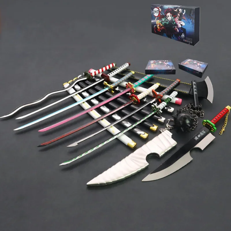 Demon Slayer Anime Conjunto de Armas Katana, Coleção Nichirin Blade, Aço Real, Periférico, Espada Samurai, Brinquedos Presentes, 26cm