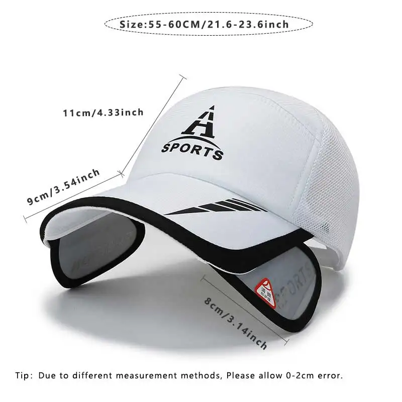 Unisex Summer Baseball Cap Men Retractable Sunshade Sun Hat Letter Printed Outdoor Breathable Mesh Hiking Golf Tennis Bucket Cap