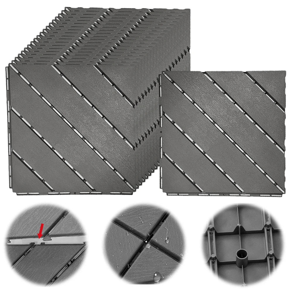 44Pcs Premium Deck Tiles Waterproof Weatherproof Patio Decking Tiles Patio Garden Deck Tiles for Poolside Balcony Backyard