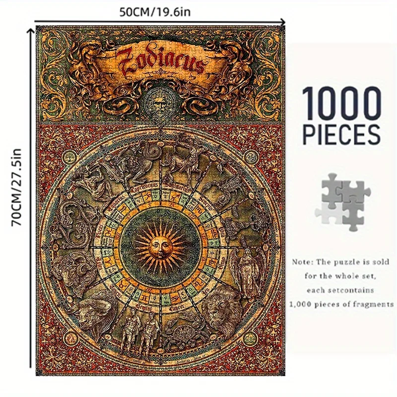 Vintage Sternzeichen-Rad Astrologie Puzzle für Erwachsene Horoskop-Thema Intellektuelles Spiel Heim-Freizeit Dekoratives Puzzle-Spielzeug