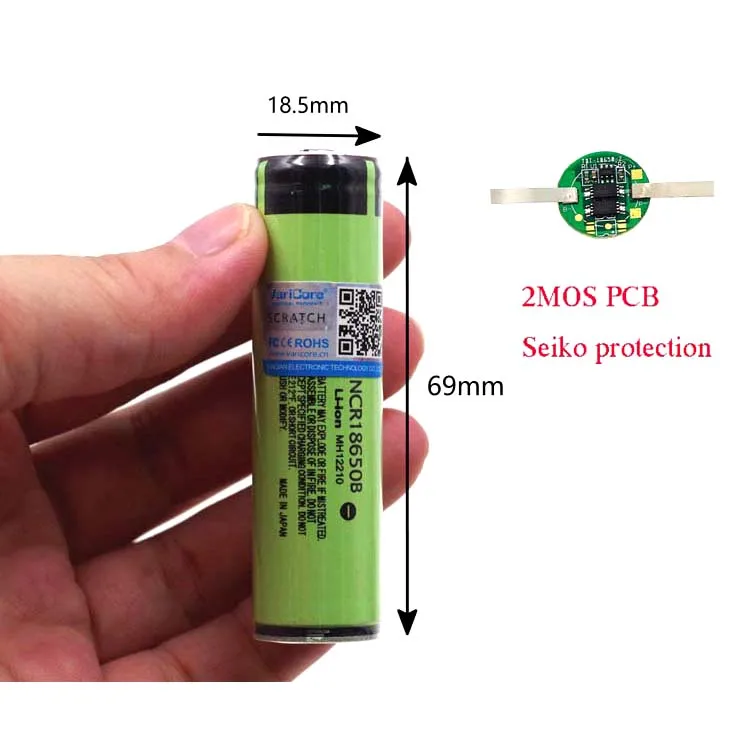 VariCore-Batterie aste pour lampe de poche, protégée, 18650 NCR18650B, 3400mAh, 3.7V avec PCB, neuve