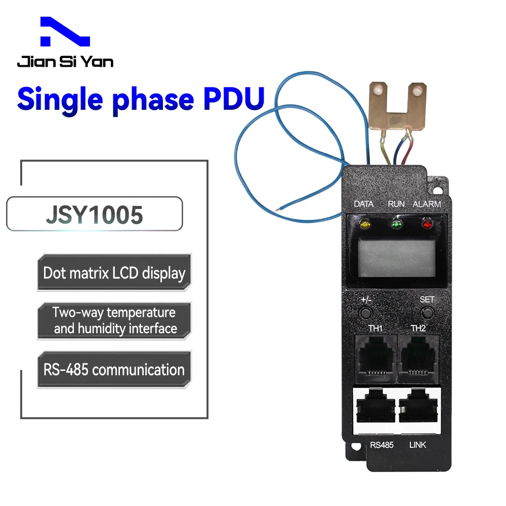 

JSY1061 DC однофазный PDU заголовок ЖК-дисплей RS485 RJ45 2-полосная температура влажности 63a 1U RJ11