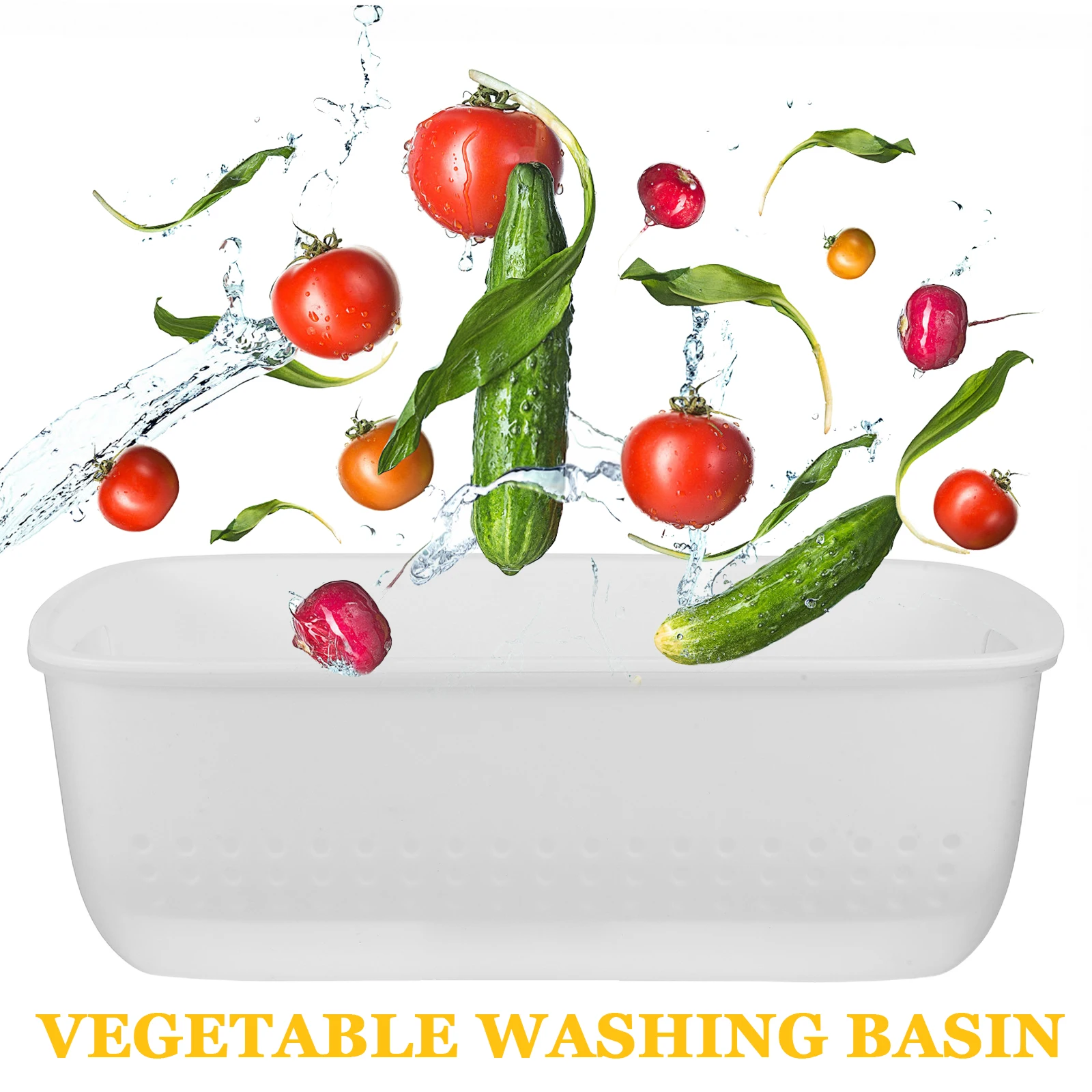 

1Pcs Drain Basket Double Layer Wall Mounted Vegetable Fruit Washing Strainer Lightweight Kitchen Organizer Easy Install