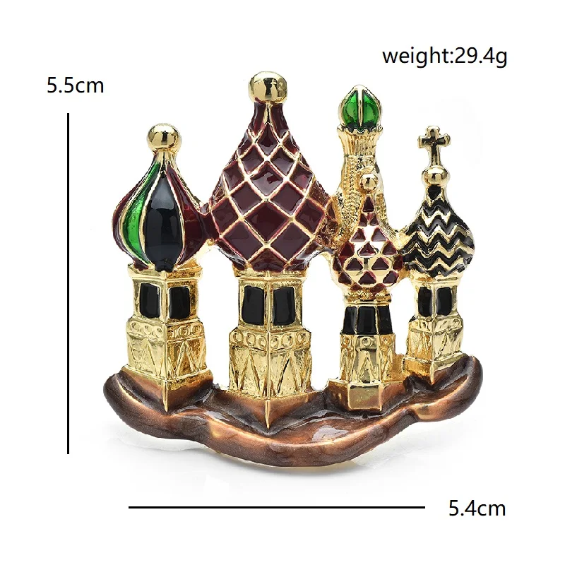 Wuli&baby Vintage Castle Brooches For Women Unisex Enamel Ancient Palace House Party Brooch Pins Gifts