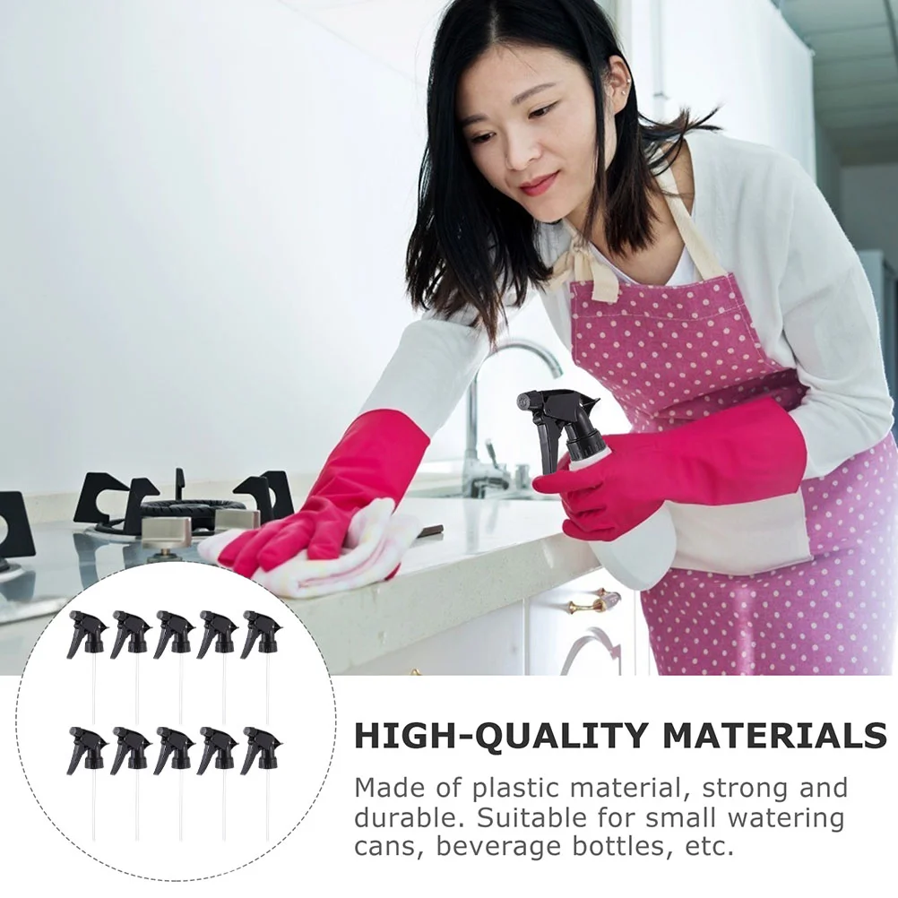 فوهات زناد بلاستيكية ، رؤوس بخاخ ، قمة سوداء ، طلاء ري ، زجاجة رذاذ بخاخ للسترة ، استبدال ، 10 فضفاض