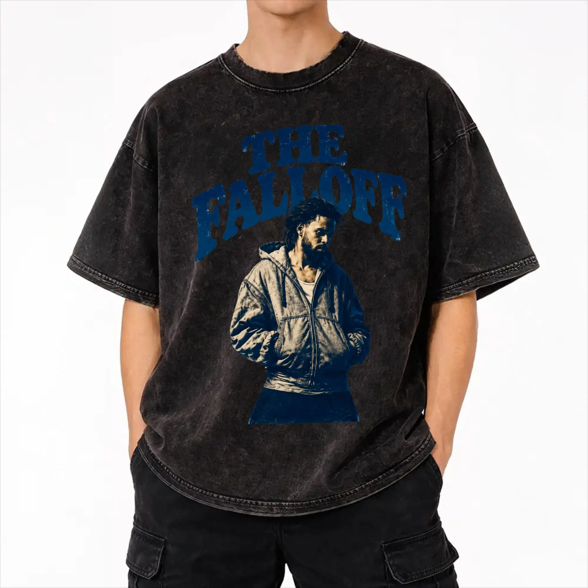 J Cole The Fall Off 2026 Tour Washed T Shirts Streetwear Hip Hop Vintage T-Shirts  Tees for Men Women Short Sleeve Oversize