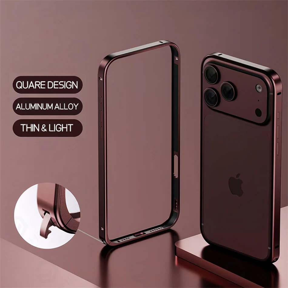 Luxury Light Aluminum Metal Frame For iPhone 12 13 14 Plus 15 16 17 18 Pro Max Bumper Case Thin Alloy Protect Back Accessories