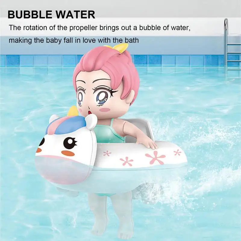 Swimming Bath Toy Wind Up Swimming Girl Toys For Toddlers Floating Wind Up Toys With Swimming Rings For New Born Baby Bathtub