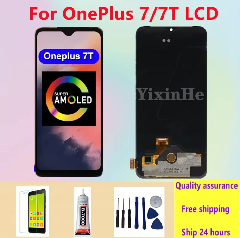 Tested AMOLED For OnePlus 7T LCD Display Touch Screen 1+7 Digitizer Replacement Parts For Oneplus 7 Display LCD 1+7T Screen