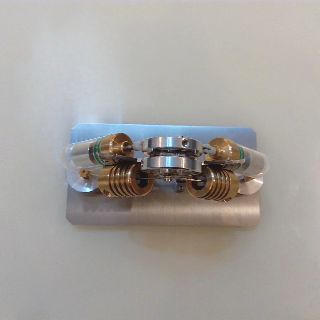 Model silnika Stirlinga V-Twin, kreatywny silnik w kształcie robota, eksperyment naukowy, pomoc dydaktyczna, mini metalowy model silnika Stirlinga