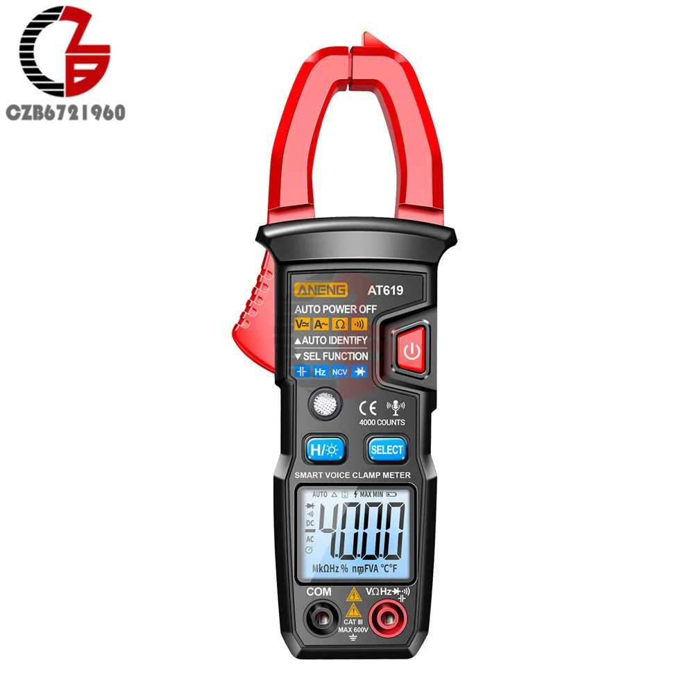 

AC/DC ANENG AT619 Digital Voice Broadcast Multimeter Clamp Professional Car Clamp Meter Ammeter Current Clamp Tester 4000 Counts